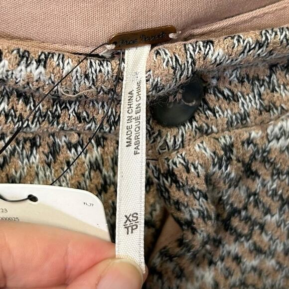 NWT Free People Tan Black White Cotton Blend Cozy Knit Ankle Pants Womens XS - Picture 4 of 6